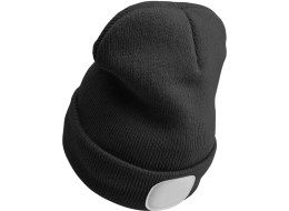 Berretto con torcia frontale 180 lm, ricaricabile, USB, taglia unica, cotone/PE, nero