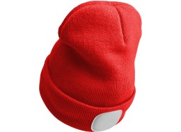Berretto con torcia frontale 180 lm, ricaricabile, USB, taglia unica, cotone/PE, rosso