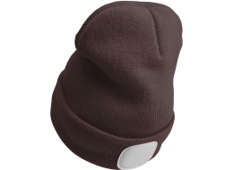 Cappello con lampada frontale 180 lm, ricaricabile, USB, taglia unica, cotone/PE, marrone