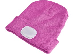 Cappello con lampada frontale 180 lm, ricaricabile, USB, taglia unica, cotone/PE, rosa