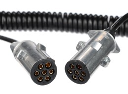 Cavo a spirale 7 poli tipo N TRAILER CABLE 13, spina metallica, 24V, 3,5m