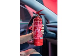 Estintore a polvere FIRE STOP 1 kg, ABC, completamente metallico, incluso supporto metallico