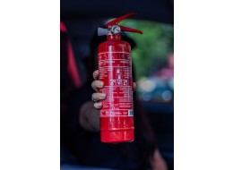 Estintore a polvere FIRE STOP 1 kg, ABC, completamente metallico, incluso supporto metallico