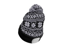Cappello con lampada frontale 180 lm, ricaricabile, USB, taglia unica, cotone/PE, invernale nero
