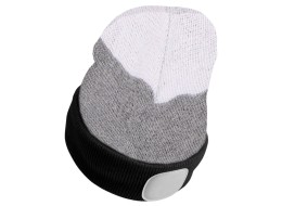 Berretto con torcia frontale 180 lm, ricaricabile, USB, taglia unica, cotone/PE, nero/grigio/bianco