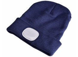 Cappello con torcia frontale 180 lm, ricaricabile, USB, taglia universale, cotone/PE, blu
