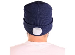 Cappello con torcia frontale 180 lm, ricaricabile, USB, taglia universale, cotone/PE, blu