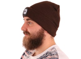 Cappello con lampada frontale 180 lm, ricaricabile, USB, taglia unica, cotone/PE, marrone