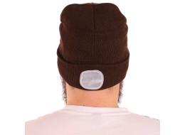 Cappello con lampada frontale 180 lm, ricaricabile, USB, taglia unica, cotone/PE, marrone