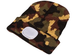 Cappello con lampada frontale 180 lm, ricaricabile, USB, taglia unica, cotone/PE, mimetico