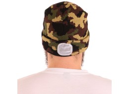 Cappello con lampada frontale 180 lm, ricaricabile, USB, taglia unica, cotone/PE, mimetico