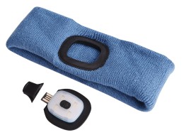 Fascia con lampada frontale 180 lm, ricaricabile, USB, taglia unica, cotone/PE, blu