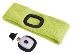 Fascia con frontale LED 180 lm, ricaricabile, USB, taglia unica, cotone/PE, giallo fluorescente