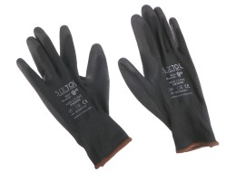 Guanti da lavoro in poliestere con parziale rivestimento in PU GLOVE PE-PU 9, neri, misura 9