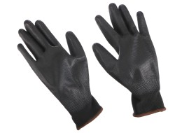 Guanti da lavoro in poliestere con parziale rivestimento in PU GLOVE PE-PU 9, neri, misura 9