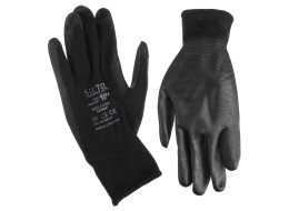 Guanti da lavoro in poliestere parzialmente rivestiti in poliuretano GLOVE PE-PU 10, neri, taglia 10