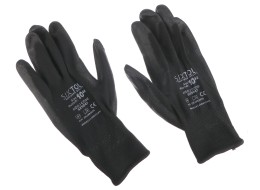 Guanti da lavoro in poliestere parzialmente rivestiti in poliuretano GLOVE PE-PU 10, neri, taglia 10
