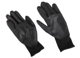 Guanti da lavoro in poliestere parzialmente rivestiti in poliuretano GLOVE PE-PU 10, neri, taglia 10