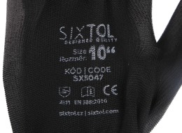 Guanti da lavoro in poliestere parzialmente rivestiti in poliuretano GLOVE PE-PU 10, neri, taglia 10