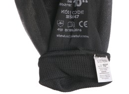 Guanti da lavoro in poliestere parzialmente rivestiti in poliuretano GLOVE PE-PU 10, neri, taglia 10