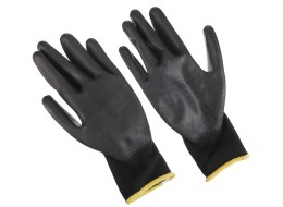 Guanti da lavoro in poliestere parzialmente rivestiti in PU GLOVE PE-PU 11, neri, taglia 11\