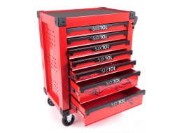 Carrello porta attrezzi MECHANIC TROLLEY KEVIN RED 195, 7 cassetti, 195 pezzi di attrezzi