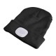 Berretto con torcia frontale 180 lm, ricaricabile, USB, taglia unica, cotone/PE, nero