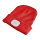 Berretto con torcia frontale 180 lm, ricaricabile, USB, taglia unica, cotone/PE, rosso