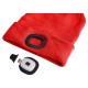 Berretto con torcia frontale 180 lm, ricaricabile, USB, taglia unica, cotone/PE, rosso