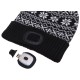 Cappello con lampada frontale 180 lm, ricaricabile, USB, taglia unica, cotone/PE, invernale nero