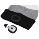 Berretto con torcia frontale 180 lm, ricaricabile, USB, taglia unica, cotone/PE, nero/grigio/bianco