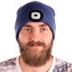 Cappello con torcia frontale 180 lm, ricaricabile, USB, taglia universale, cotone/PE, blu
