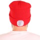 Berretto con torcia frontale 180 lm, ricaricabile, USB, taglia unica, cotone/PE, rosso