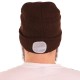 Cappello con lampada frontale 180 lm, ricaricabile, USB, taglia unica, cotone/PE, marrone
