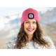 Cappello con lampada frontale 180 lm, ricaricabile, USB, taglia unica, cotone/PE, rosa