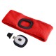 Fascia con torcia frontale 180 lm, ricaricabile, USB, taglia unica, cotone/PE, rosso