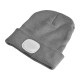 Berretto con torcia frontale 180 lm, ricaricabile, USB, taglia unica, cotone/PE, grigio chiaro