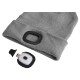 Berretto con torcia frontale 180 lm, ricaricabile, USB, taglia unica, cotone/PE, grigio chiaro