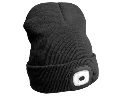 Cappello con lampada frontale 180lm, ricaricabile, USB, taglia universale, cotone/PE, nero