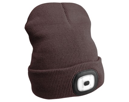 Cappello con lampada frontale 180 lm, ricaricabile, USB, taglia unica, cotone/PE, marrone