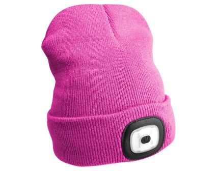 Cappello con lampada frontale 180 lm, ricaricabile, USB, taglia unica, cotone/PE, rosa