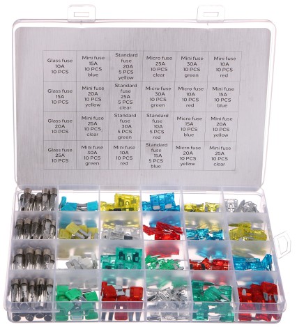 Kit di fusibili a lama e in vetro per auto MECHANIC FUSE SET 215