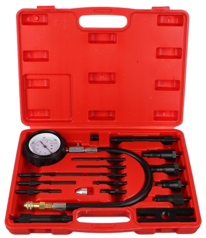 Set per il test della compressione dei motori diesel MECHANIC ENGINE TESTER 19, 0-70 bar, 19 pezzi