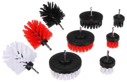 Set di spazzole per trapano per la pulizia dell'auto CAR DETAILING DRILL BRUSH 9, 9 pezzi