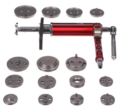 Pressa pneumatica per pistoni freno MECHANIC BRAKE SET PNEU 16, set da 16 pezzi.