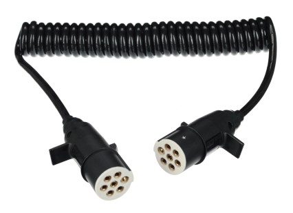 Cavo a spirale di collegamento 7 pin tipo S TRAILER CABLE 10, spina in plastica, 24V, 3,5m