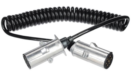Cavo a spirale 7 poli tipo N TRAILER CABLE 13, spina metallica, 24V, 3,5m