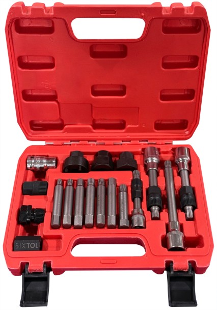 Set per montaggio e smontaggio delle pulegge dell'alternatore MECHANIC PULLEY SET 2, 18 pezzi