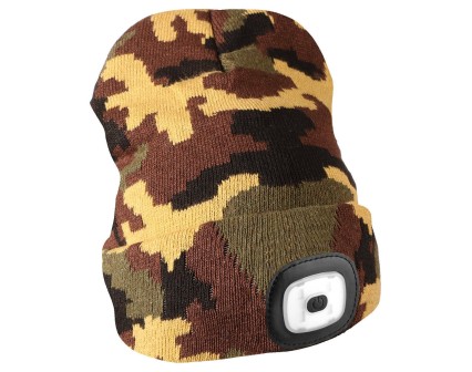 Cappello con lampada frontale 180 lm, ricaricabile, USB, taglia unica, cotone/PE, mimetico