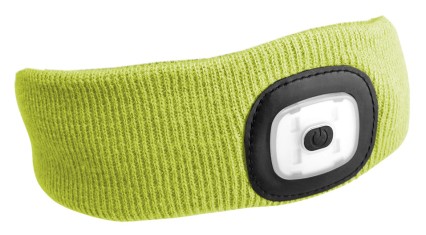 Fascia con frontale LED 180 lm, ricaricabile, USB, taglia unica, cotone/PE, giallo fluorescente